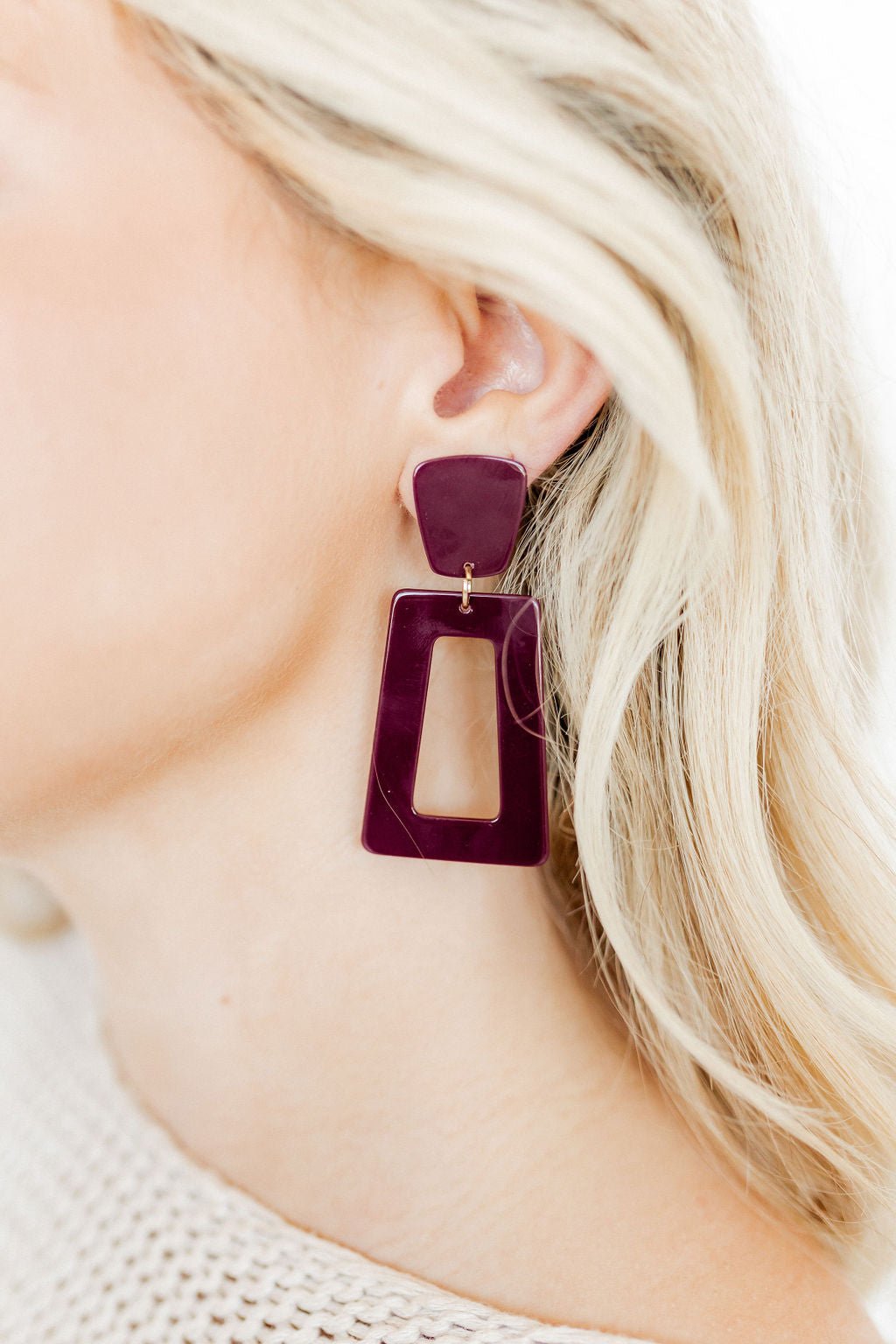 Kennedy Statement Earrings - Maroon - Aaria Tees Aaria Tees