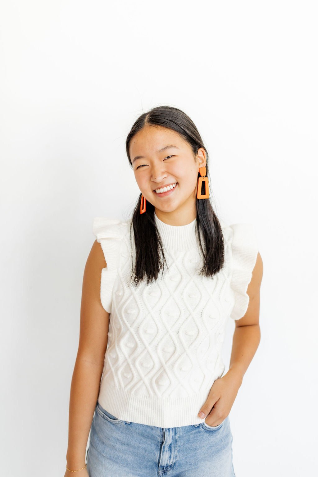 Kennedy Statement Earrings - Metallic Orange - Aaria Tees Aaria Tees