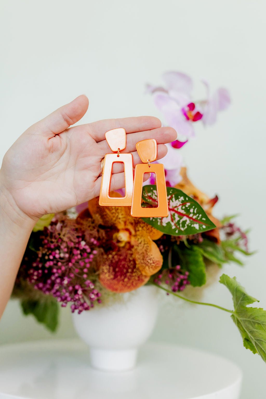 Kennedy Statement Earrings - Metallic Orange - Aaria Tees Aaria Tees