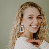 Kennedy Statement Earrings - Pearl White - Aaria Tees Aaria Tees