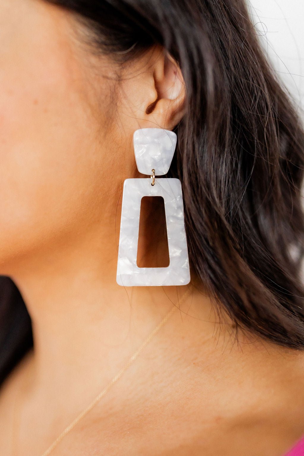 Kennedy Statement Earrings - Pearl White - Aaria Tees Aaria Tees