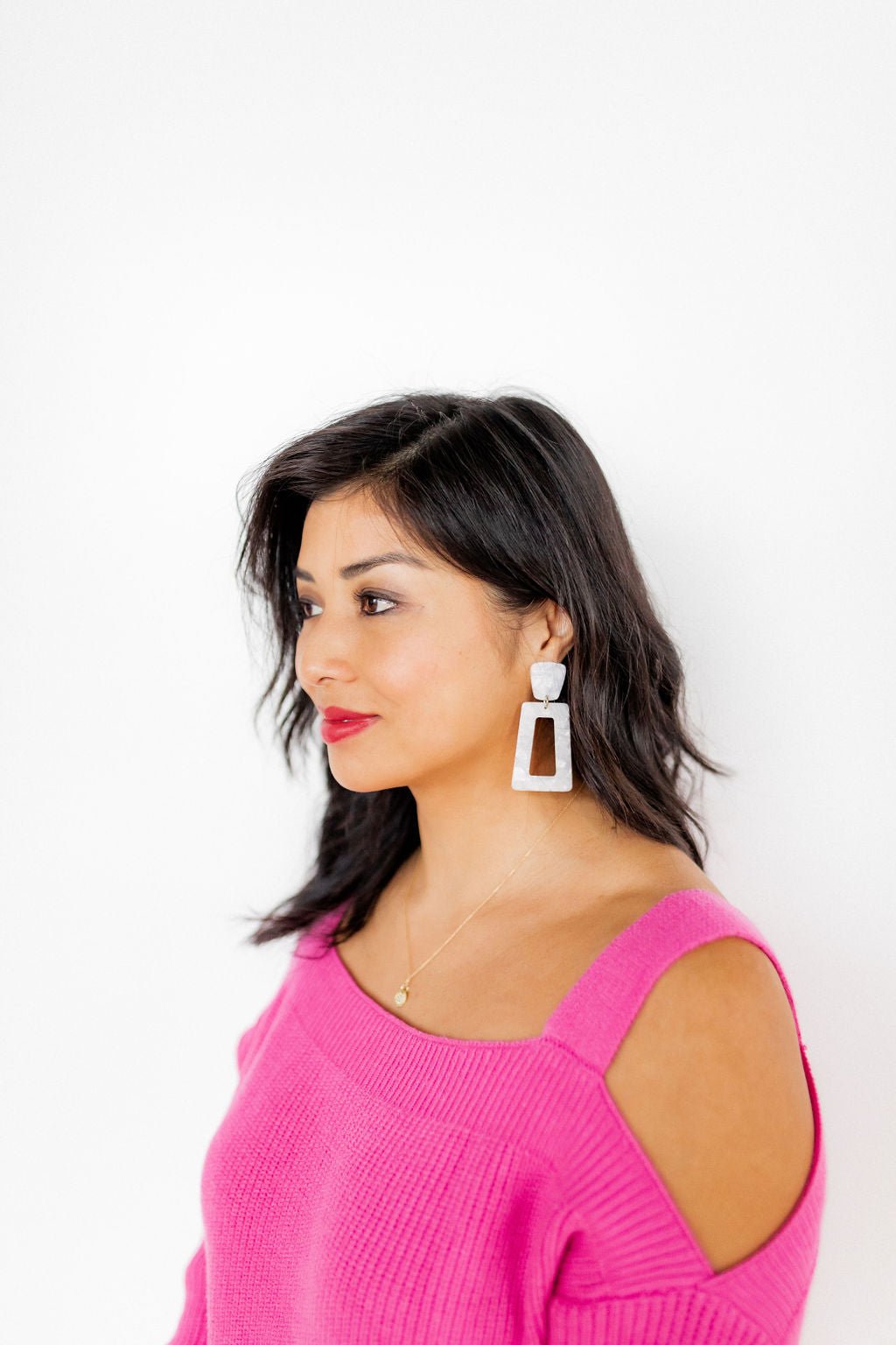 Kennedy Statement Earrings - Pearl White - Aaria Tees Aaria Tees