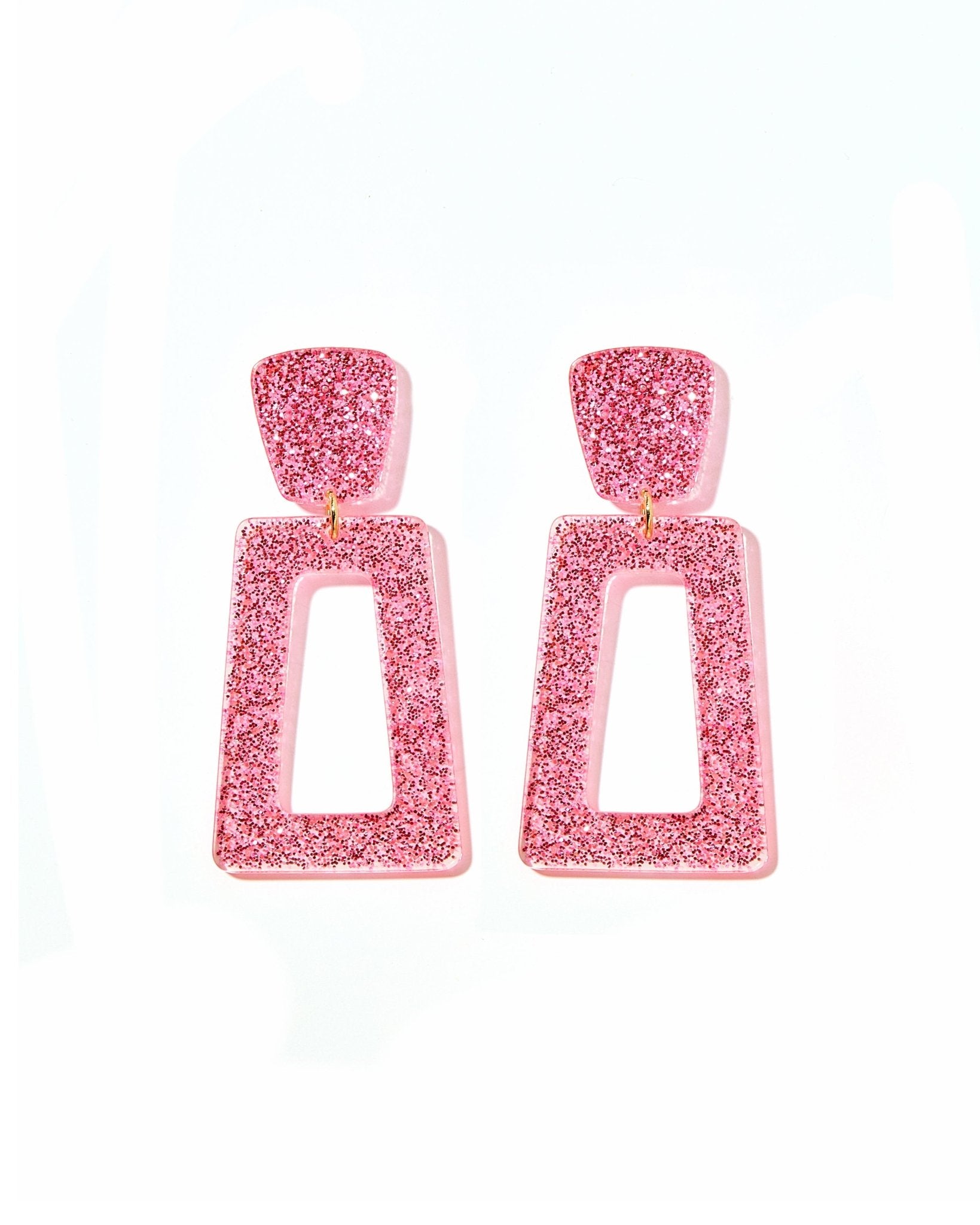 Kennedy Statement Earrings - Pink Glitter - Aaria Tees Aaria Tees