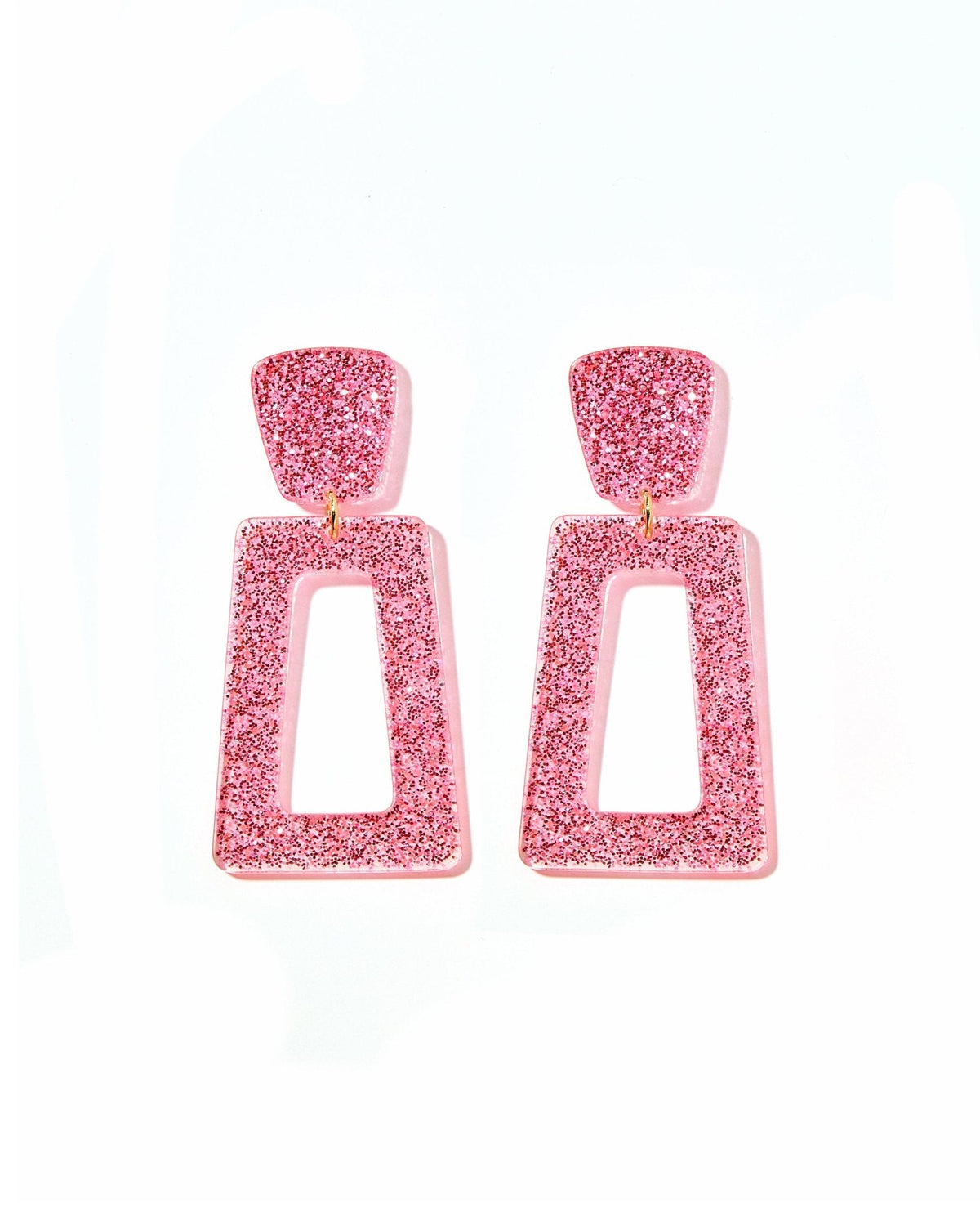 Kennedy Statement Earrings - Pink Glitter - Aaria Tees