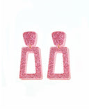 Kennedy Statement Earrings - Pink Glitter - Aaria Tees Aaria Tees