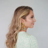 Kennedy Statement Earrings - Pink-Green Confetti - Aaria Tees Aaria Tees