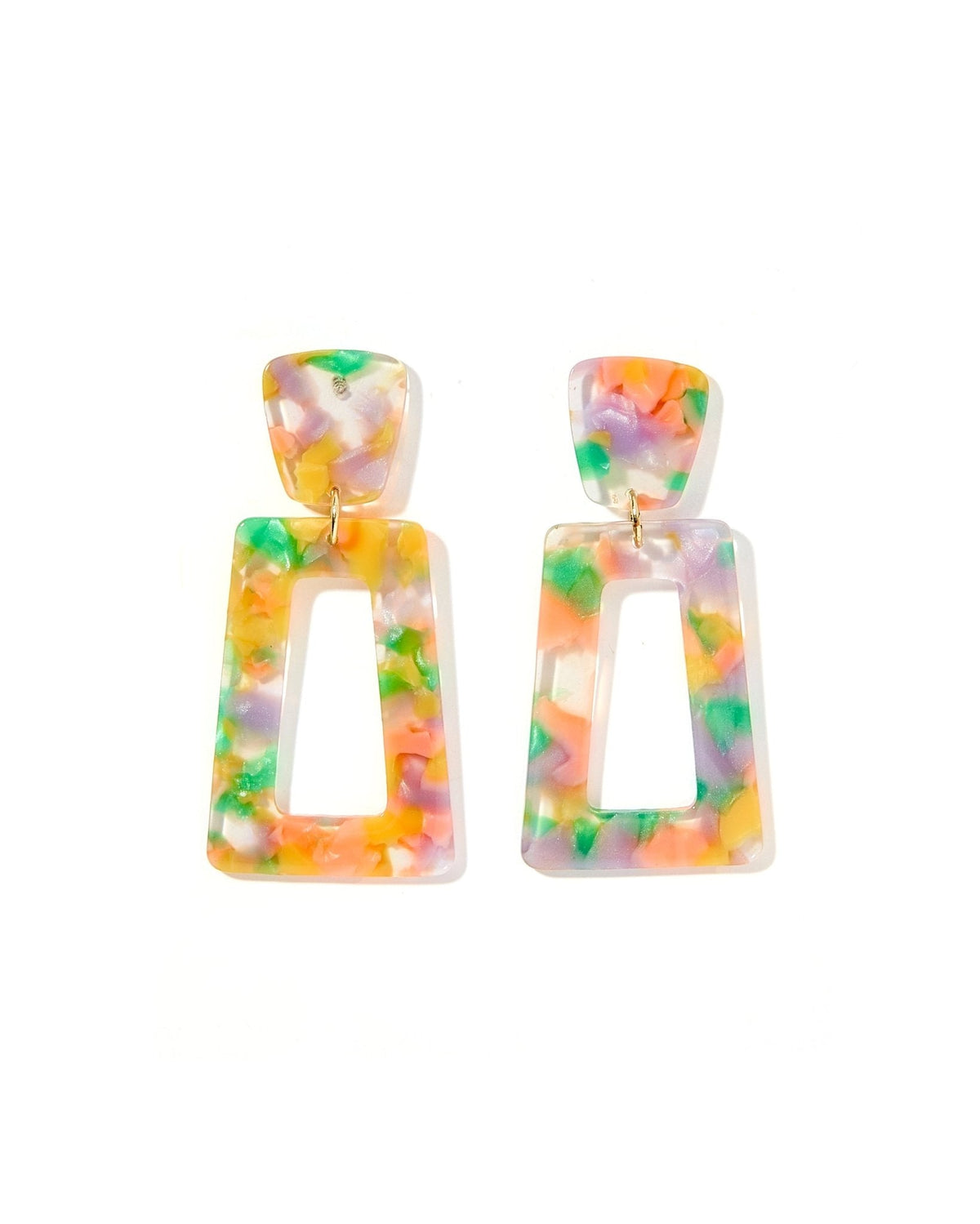 Kennedy Statement Earrings - Pink-Green Confetti - Aaria Tees