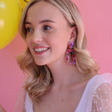 Kennedy Statement Earrings - Pink Multi - Aaria Tees Aaria Tees