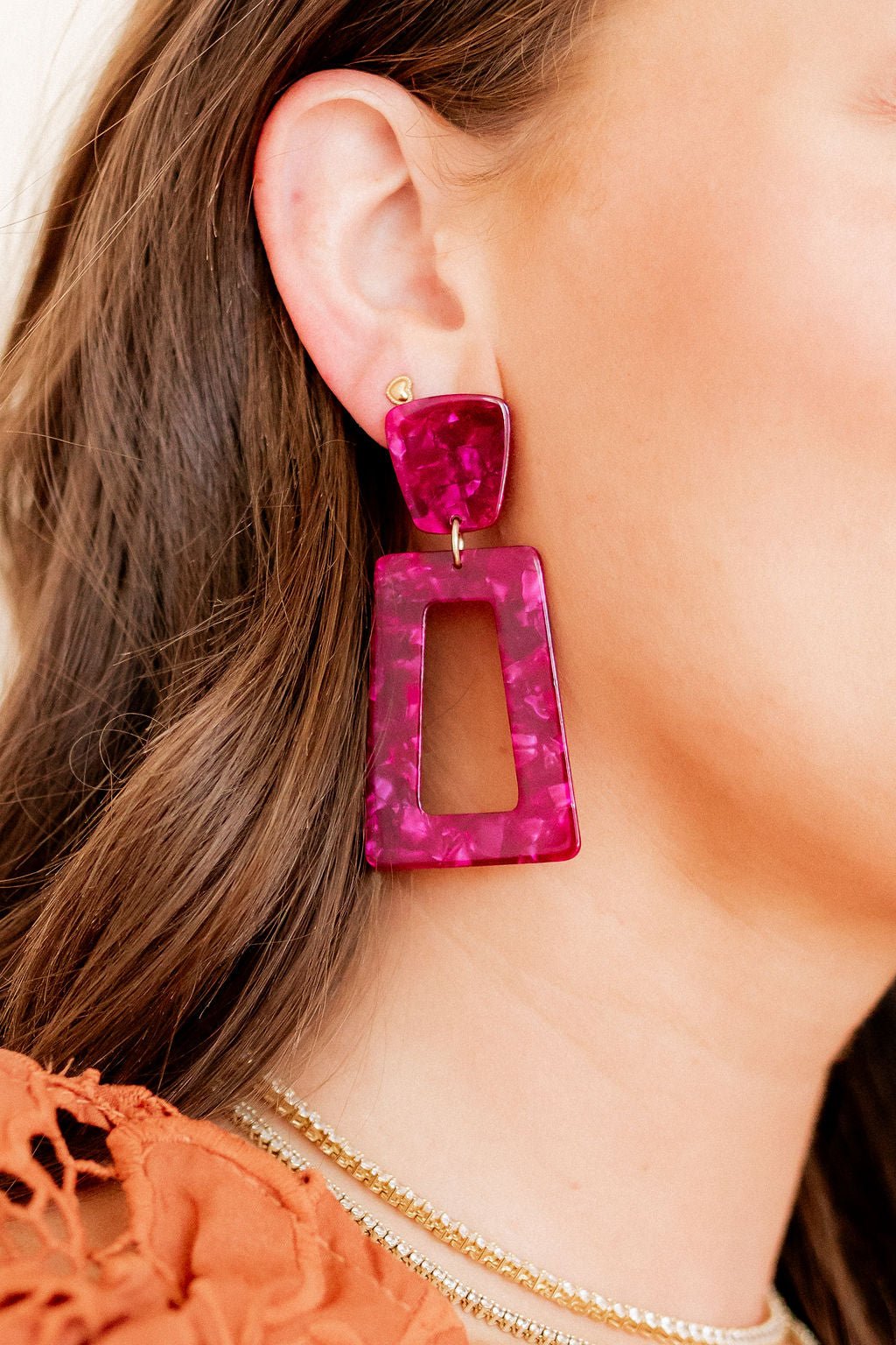 Kennedy Statement Earrings - Pinot Noir - Aaria Tees Aaria Tees