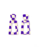 Kennedy Statement Earrings - Purple Checkered - Aaria Tees Aaria Tees