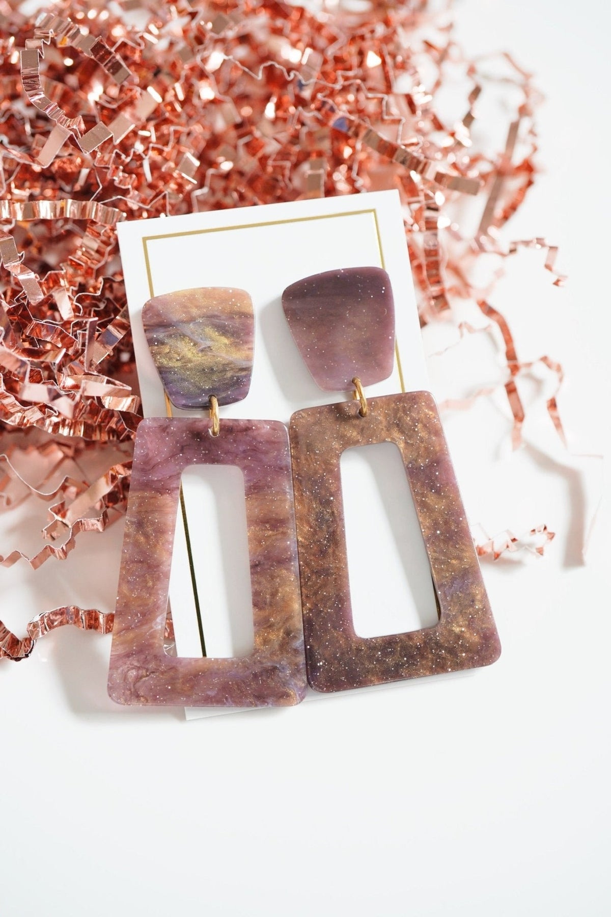 Kennedy Statement Earrings - Purple Galaxy - Aaria Tees
