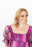 Kennedy Statement Earrings - Purple Glitter - Aaria Tees Aaria Tees