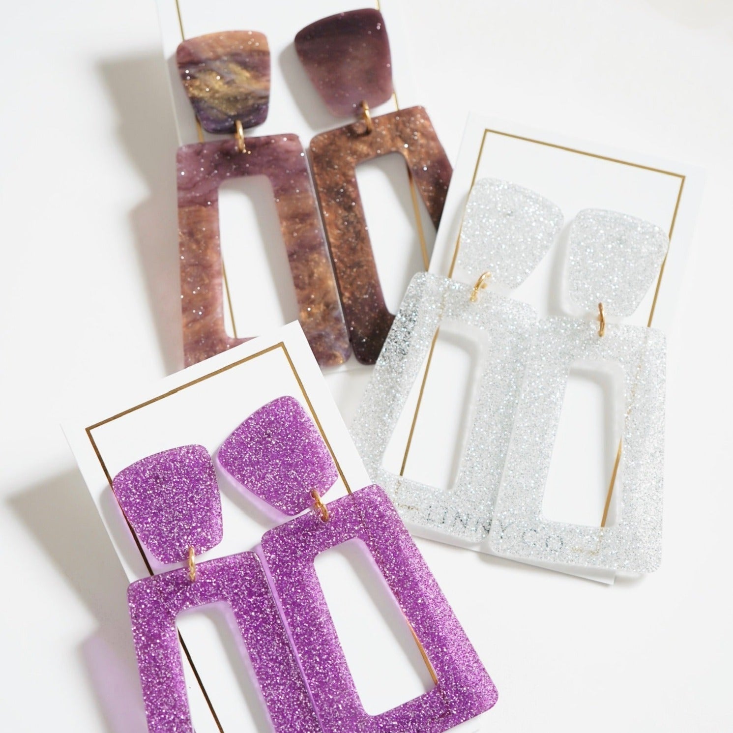 Kennedy Statement Earrings - Purple Glitter - Aaria Tees Aaria Tees