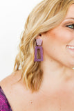 Kennedy Statement Earrings - Purple Glitter - Aaria Tees Aaria Tees