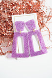 Kennedy Statement Earrings - Purple Glitter - Aaria Tees Aaria Tees