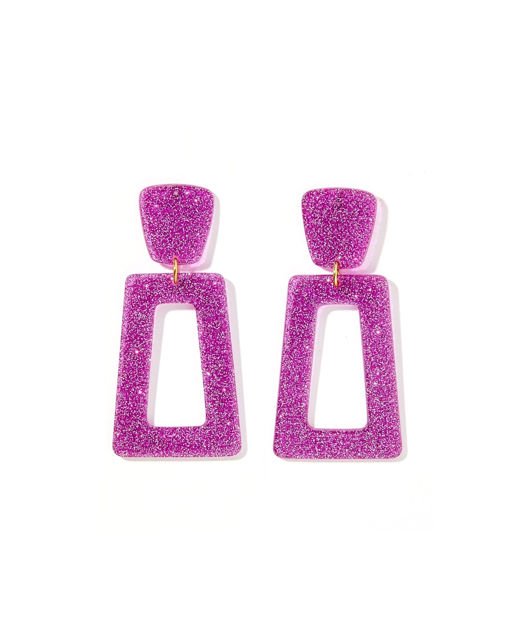 Kennedy Statement Earrings - Purple Glitter - Aaria Tees Aaria Tees