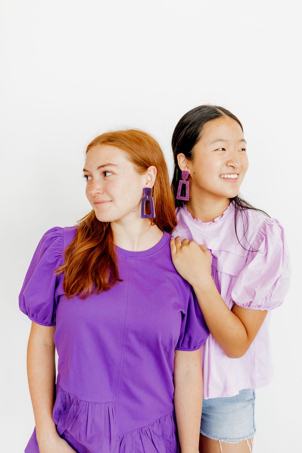 Kennedy Statement Earrings - Purple Glitter - Aaria Tees Aaria Tees