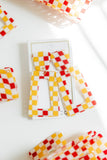 Kennedy Statement Earrings - Red and Gold Checkered - Aaria Tees Aaria Tees