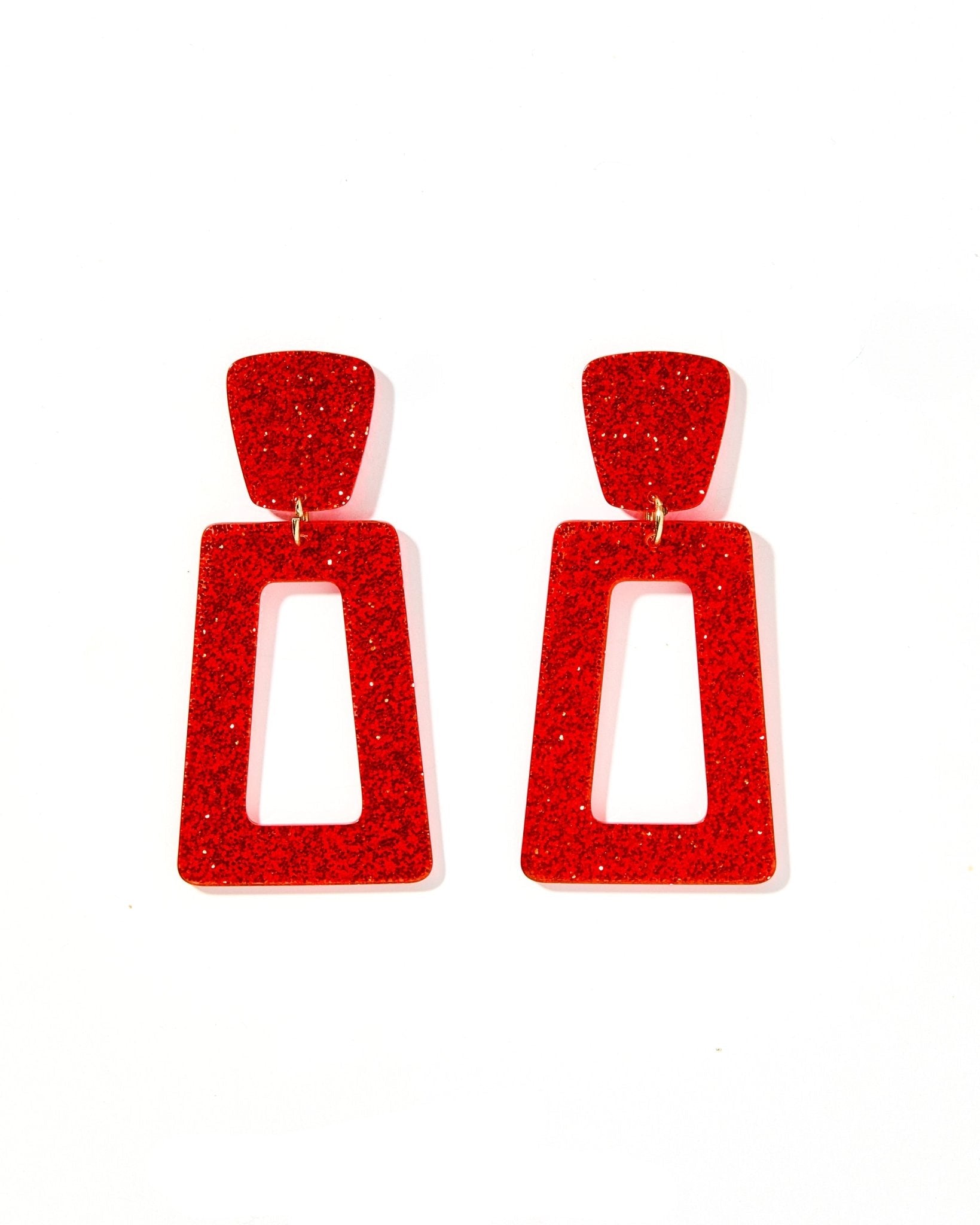 Kennedy Statement Earrings - Red Glitter - Aaria Tees Aaria Tees