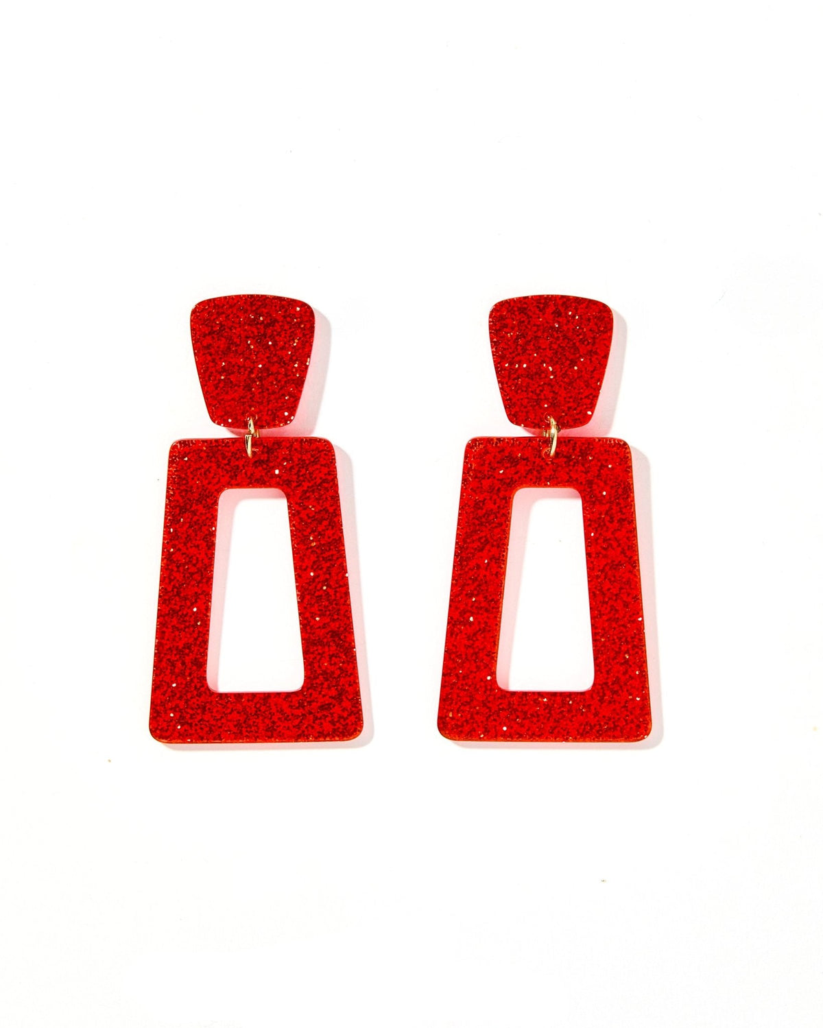 Kennedy Statement Earrings - Red Glitter - Aaria Tees