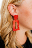 Kennedy Statement Earrings - Red Glitter - Aaria Tees Aaria Tees