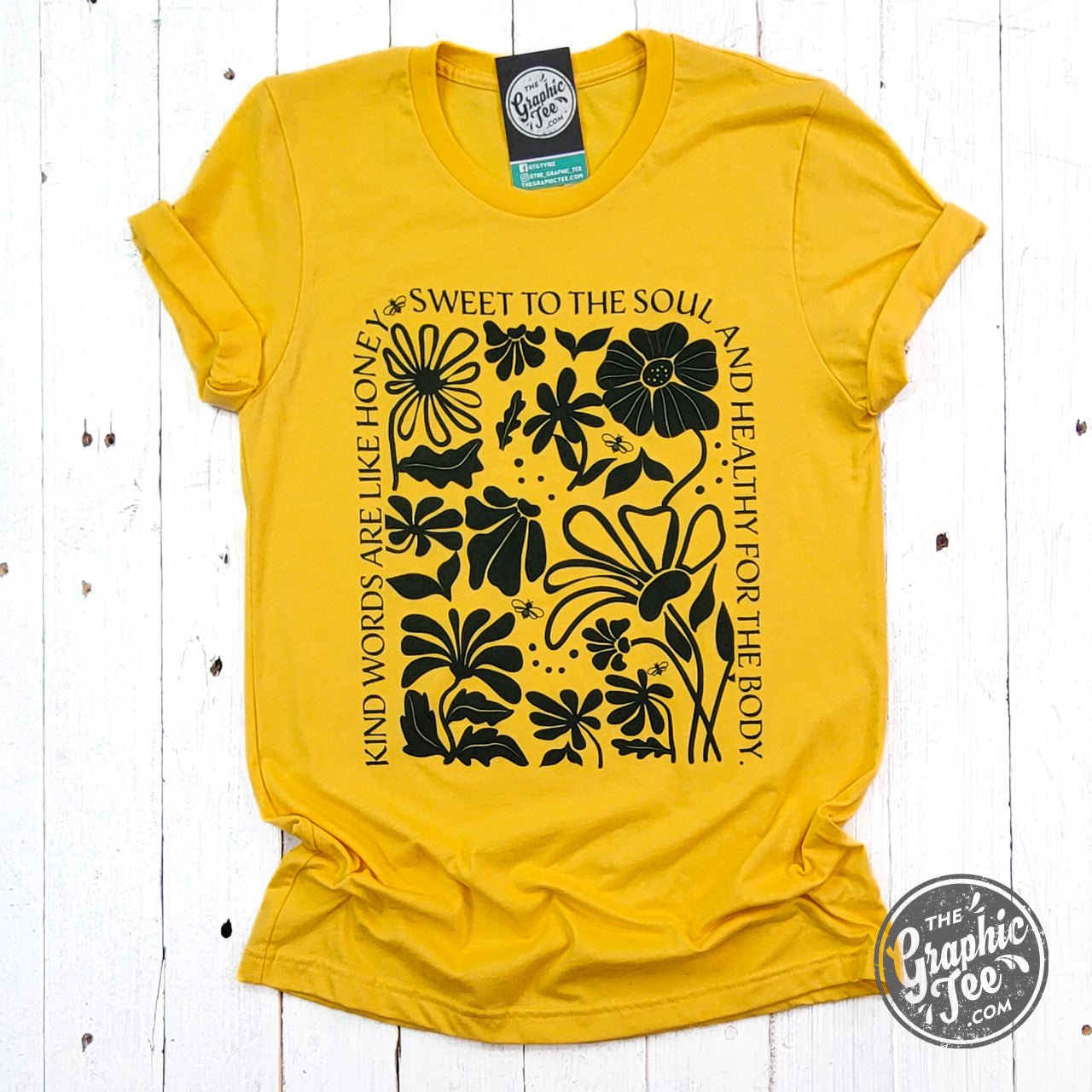 Kind Words Heather Golden Yellow Short Sleeve Tee - Aaria Tees Aaria Tees