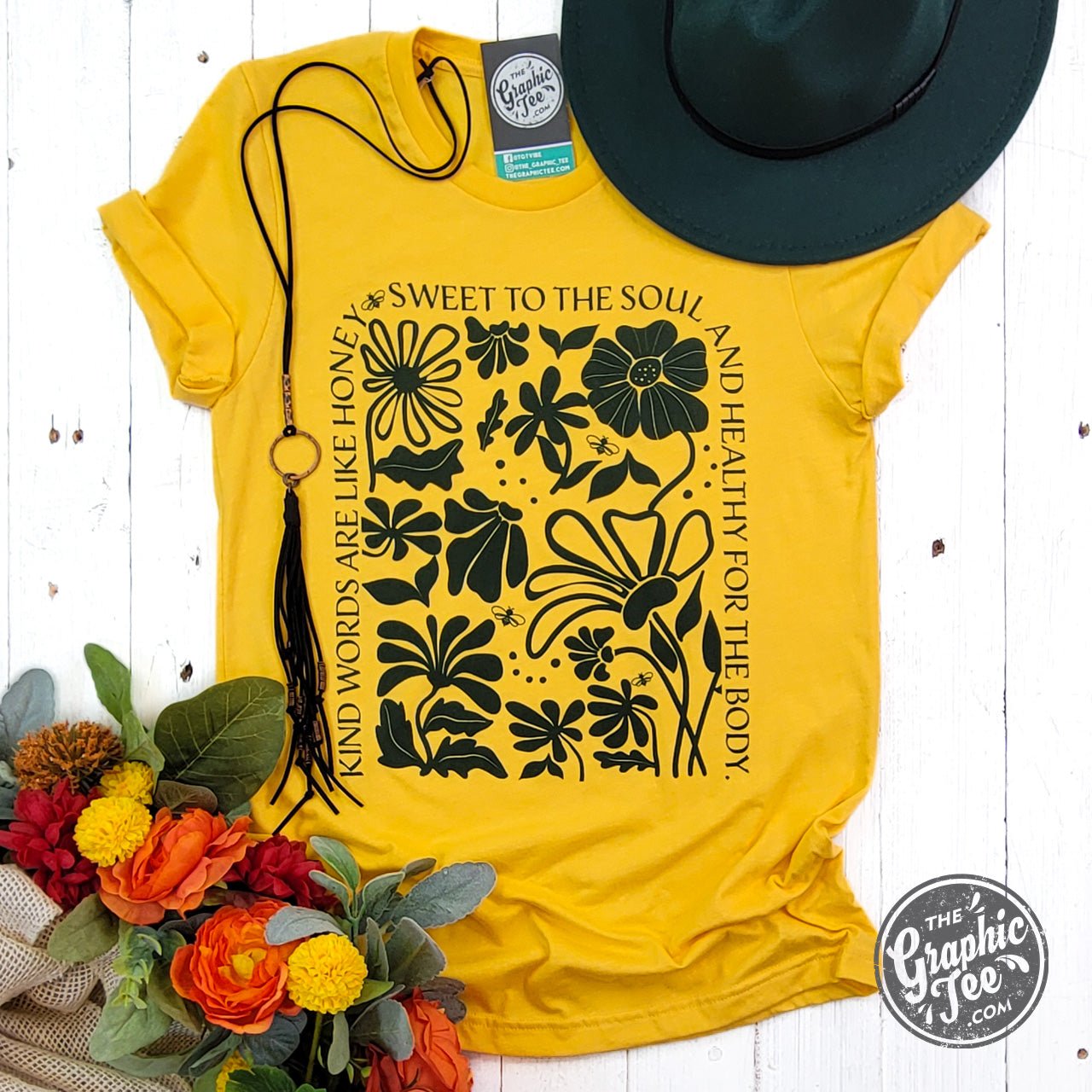 Kind Words Heather Golden Yellow Short Sleeve Tee - Aaria Tees Aaria Tees