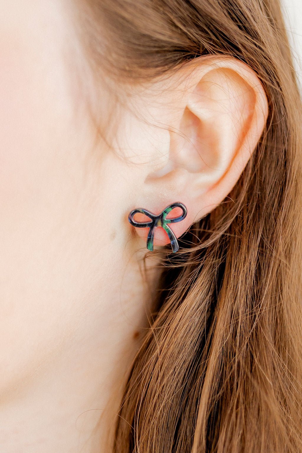 Kylie Bow Earrings - Black Iridescent - Aaria Tees Aaria Tees
