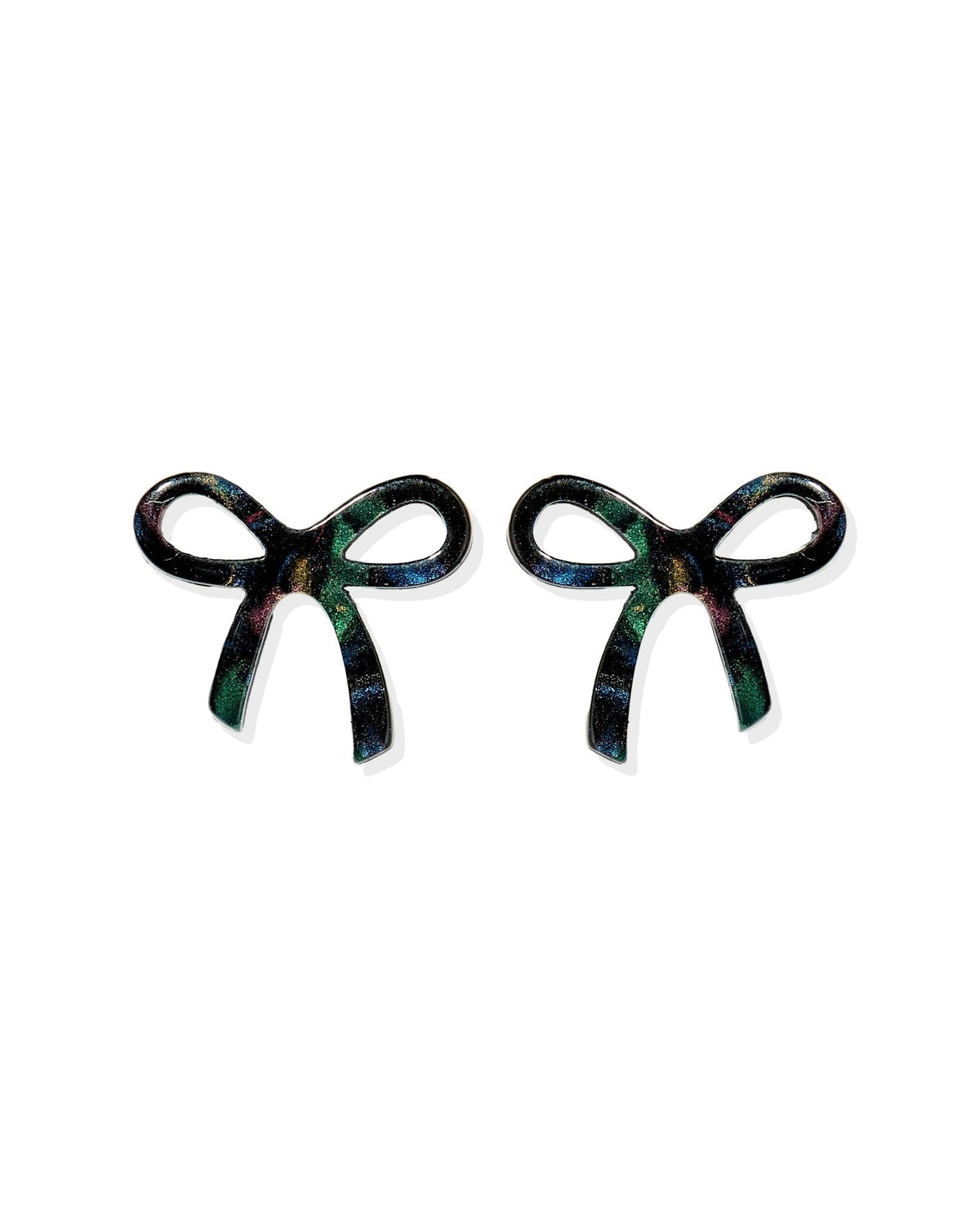 Kylie Bow Earrings - Black Iridescent - Aaria Tees