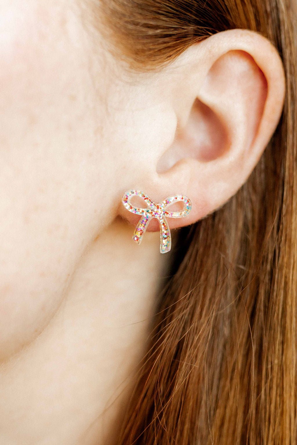 Kylie Bow Earrings - Multi Glitter - Aaria Tees Aaria Tees