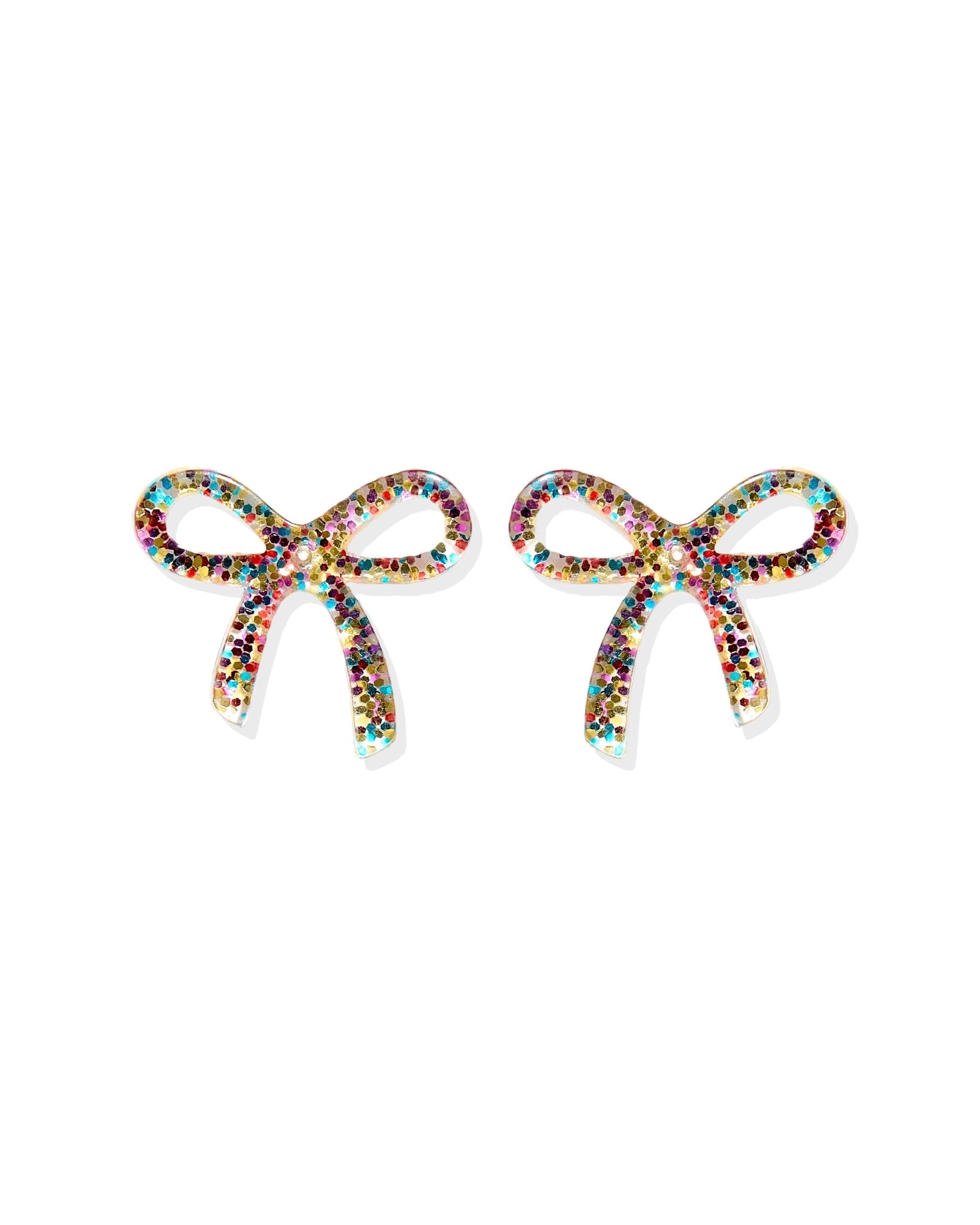 Kylie Bow Earrings - Multi Glitter - Aaria Tees Aaria Tees