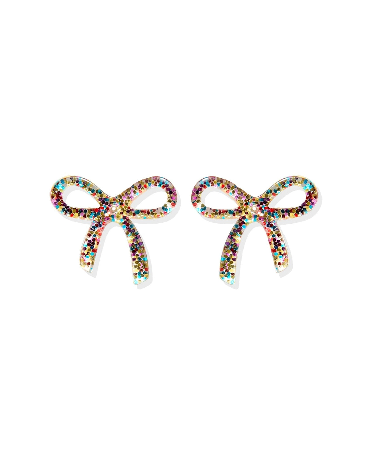 Kylie Bow Earrings - Multi Glitter - Aaria Tees