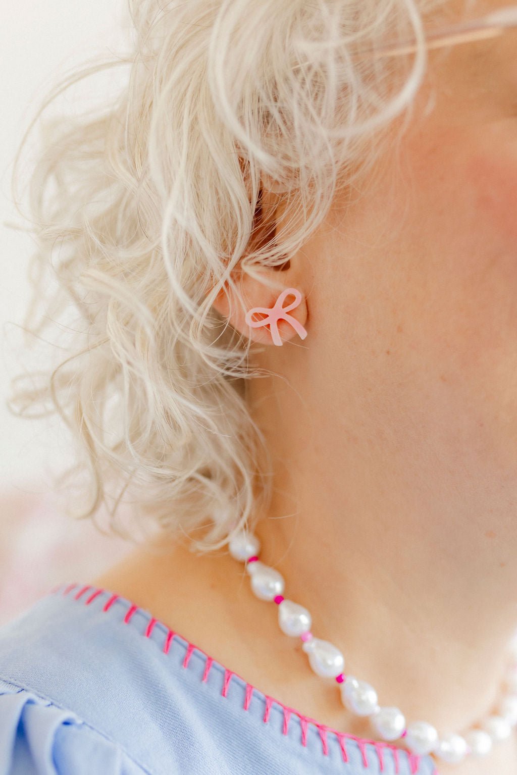 Kylie Bow Earrings - Pink Tie Dye - Aaria Tees Aaria Tees