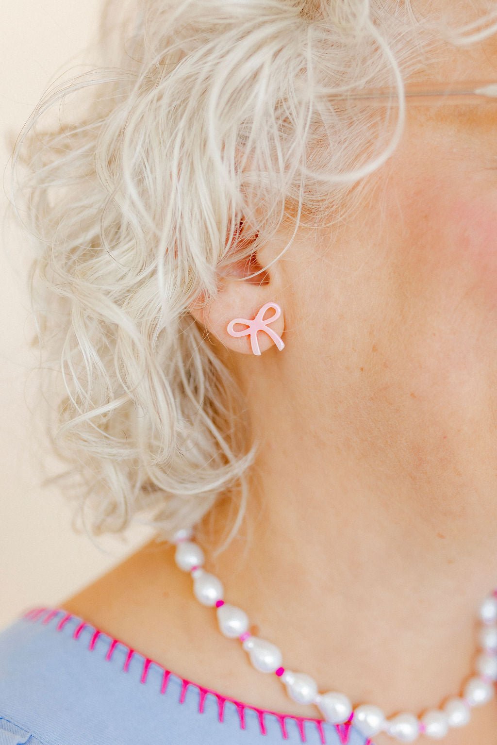 Kylie Bow Earrings - Pink Tie Dye - Aaria Tees Aaria Tees