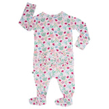 Ladybug Flower Garden Ruffle Baby Footie Aaria Tees