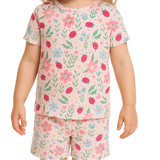Ladybug Flower Garden Summer Pajama Set Aaria Tees