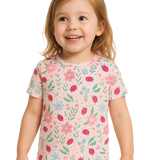 Ladybug Flower Garden Summer Pajama Set Aaria Tees