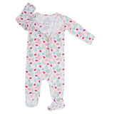 Ladybug Flower Garden Zipper Footie Aaria Tees