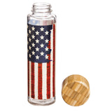 Land of Liberty Glass Tumbler Eco-Friendly Water Bottle - Aaria Tees Aaria Tees