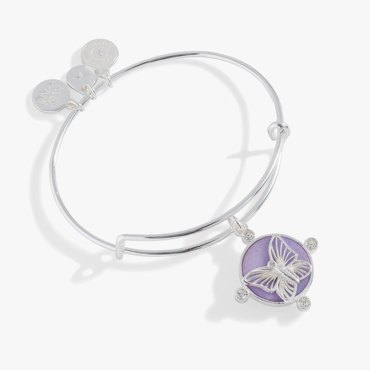 Lavender Butterfly Charm Bangle - Aaria Tees