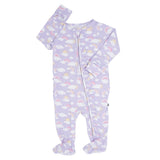 Lavender Rainbows and Clouds Ruffle Baby Footie Aaria Tees