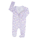 Lavender Rainbows and Clouds Ruffle Baby Footie Aaria Tees