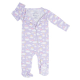 Lavender Rainbows and Clouds Zipper Footie Aaria Tees
