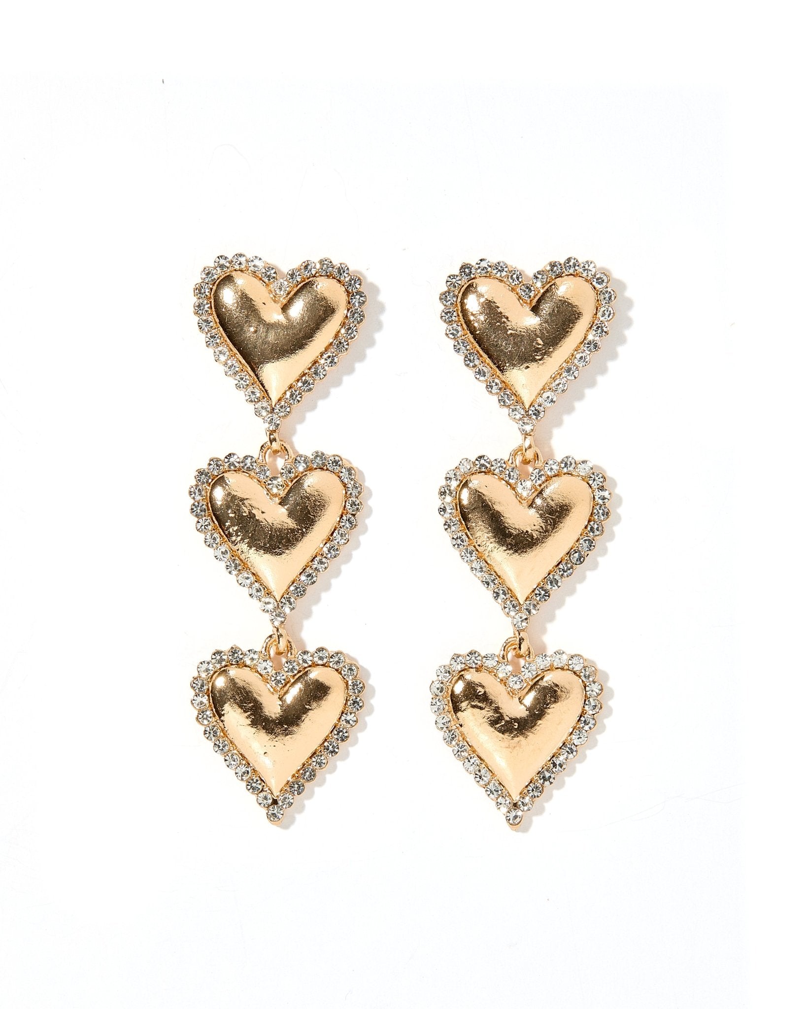Layla Heart Statement Earrings - Gold - Aaria Tees Aaria Tees