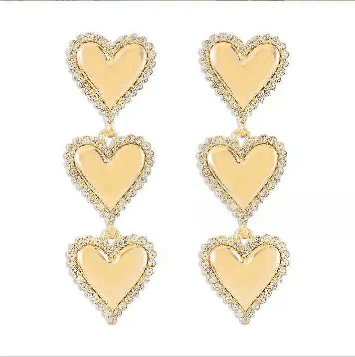 Layla Heart Statement Earrings - Gold - Aaria Tees Aaria Tees