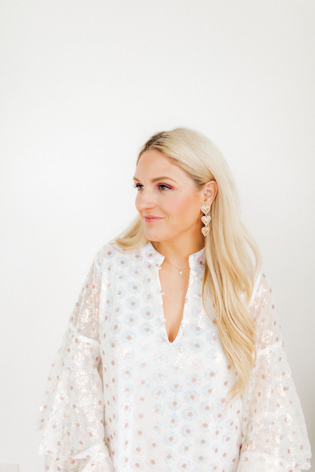 Layla Heart Statement Earrings - Gold - Aaria Tees Aaria Tees
