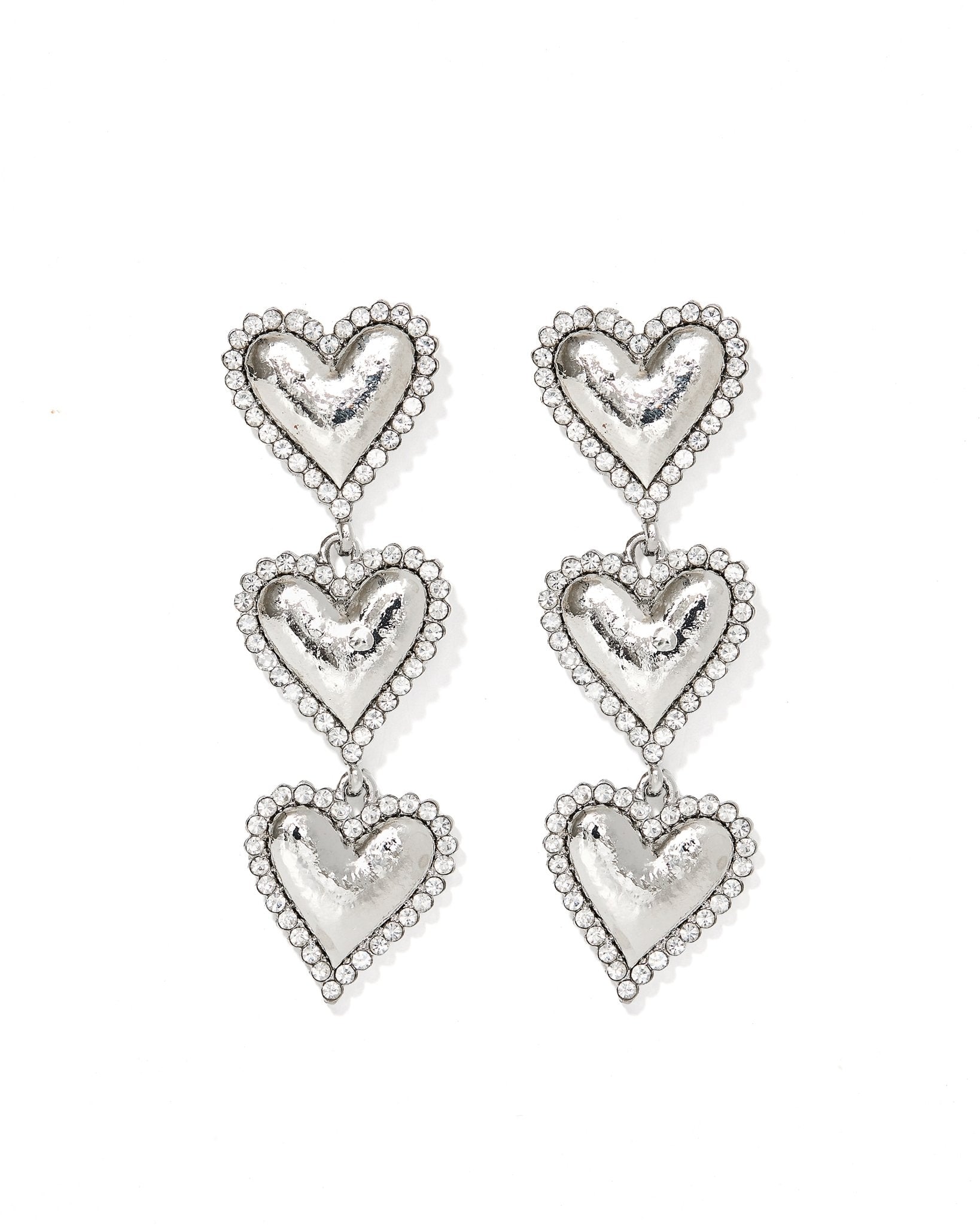 Layla Heart Statement Earrings - Silver - Aaria Tees Aaria Tees