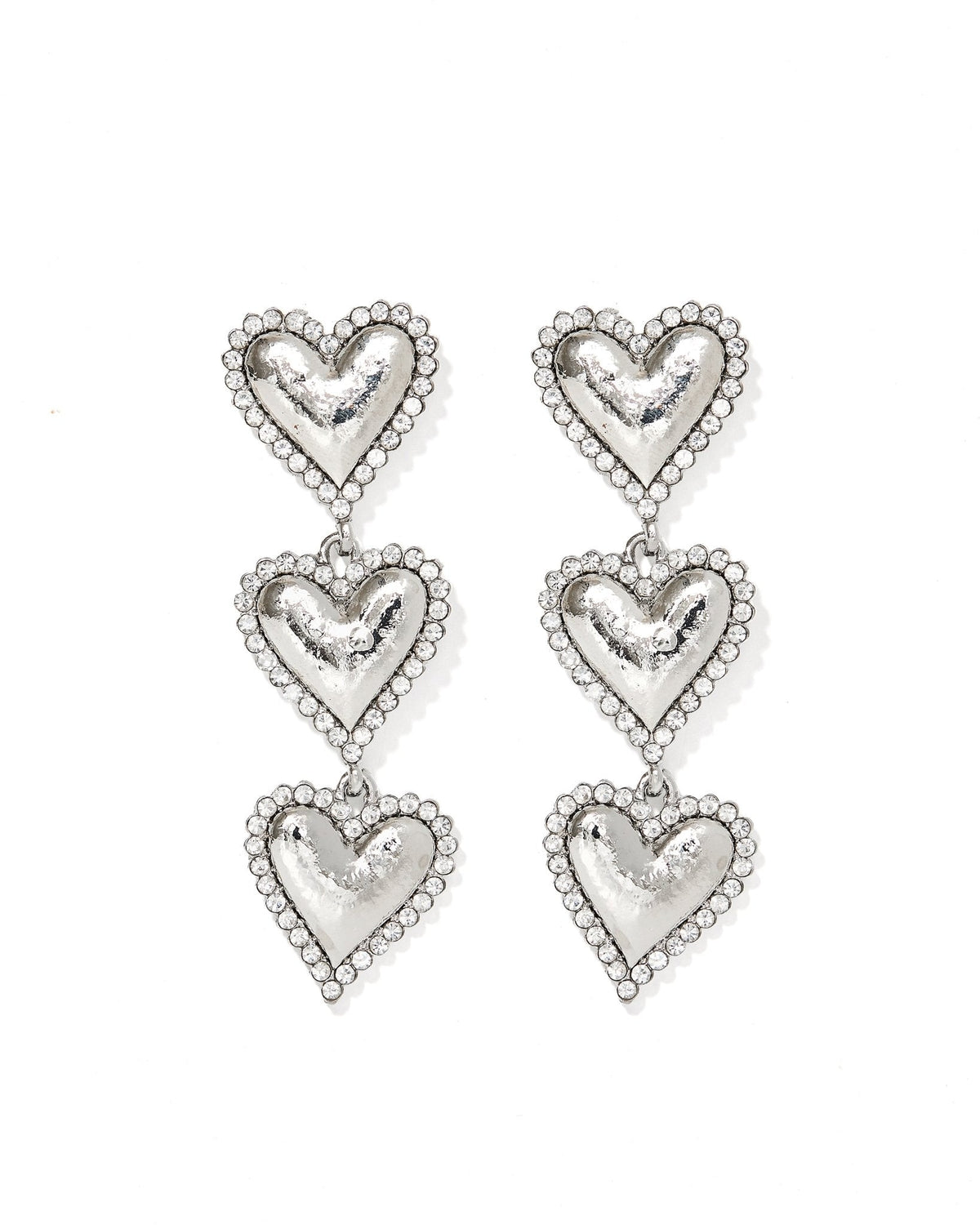 Layla Heart Statement Earrings - Silver - Aaria Tees