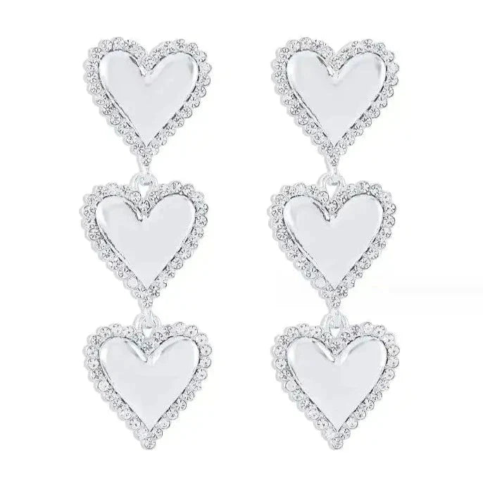 Layla Heart Statement Earrings - Silver - Aaria Tees Aaria Tees