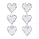 Layla Heart Statement Earrings - Silver - Aaria Tees Aaria Tees